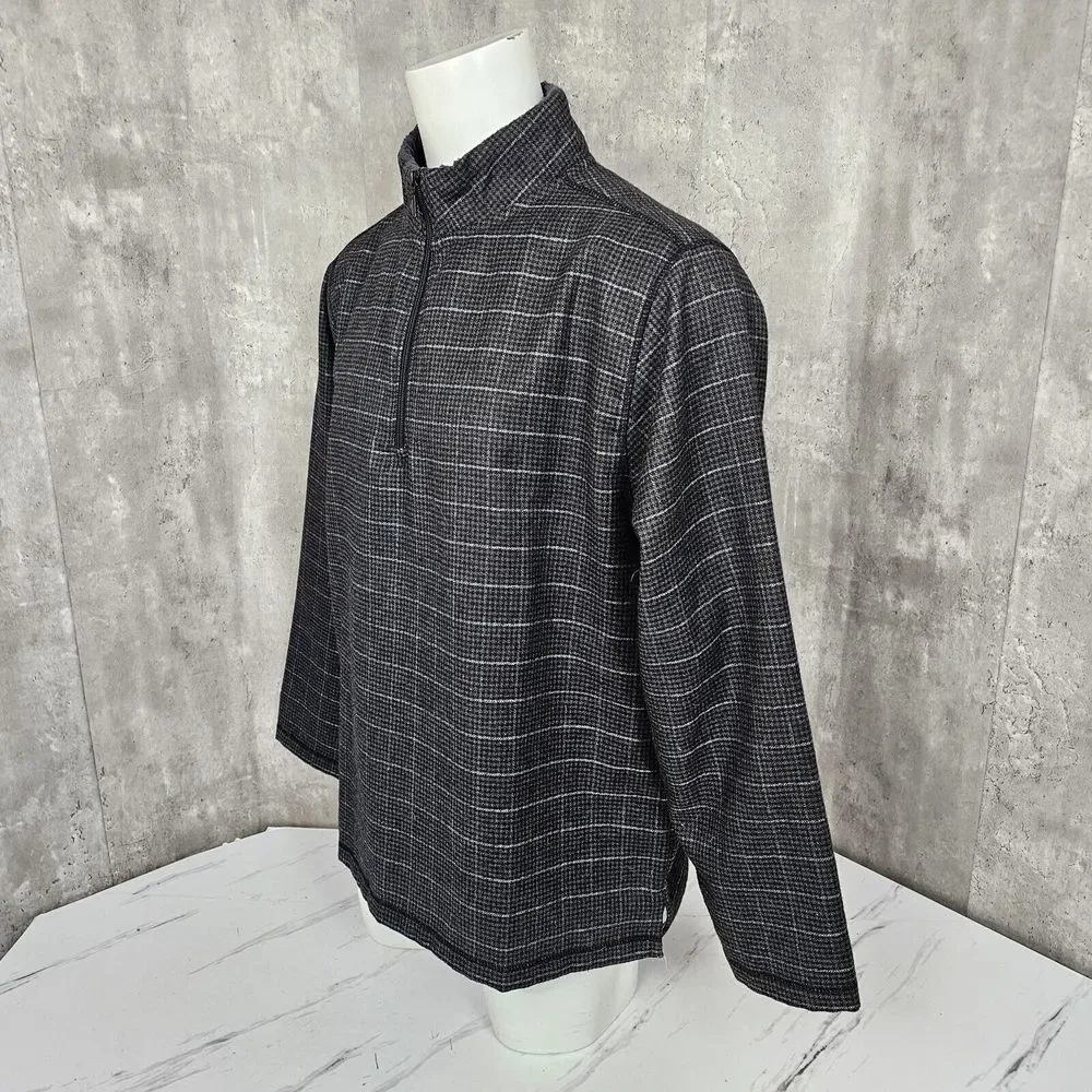 Horn Legend Mens XL Grey Plaid‎ Wool Blend 1/4 Zip Shacket Pullover Polo Jacket